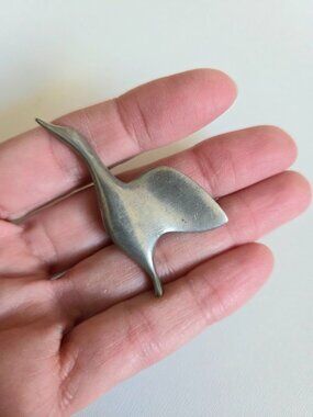 Vintage pewter goose bird brooch